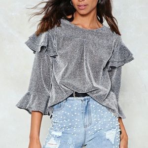 Nasty Gal Northern Star Ruffle Shimmer top
